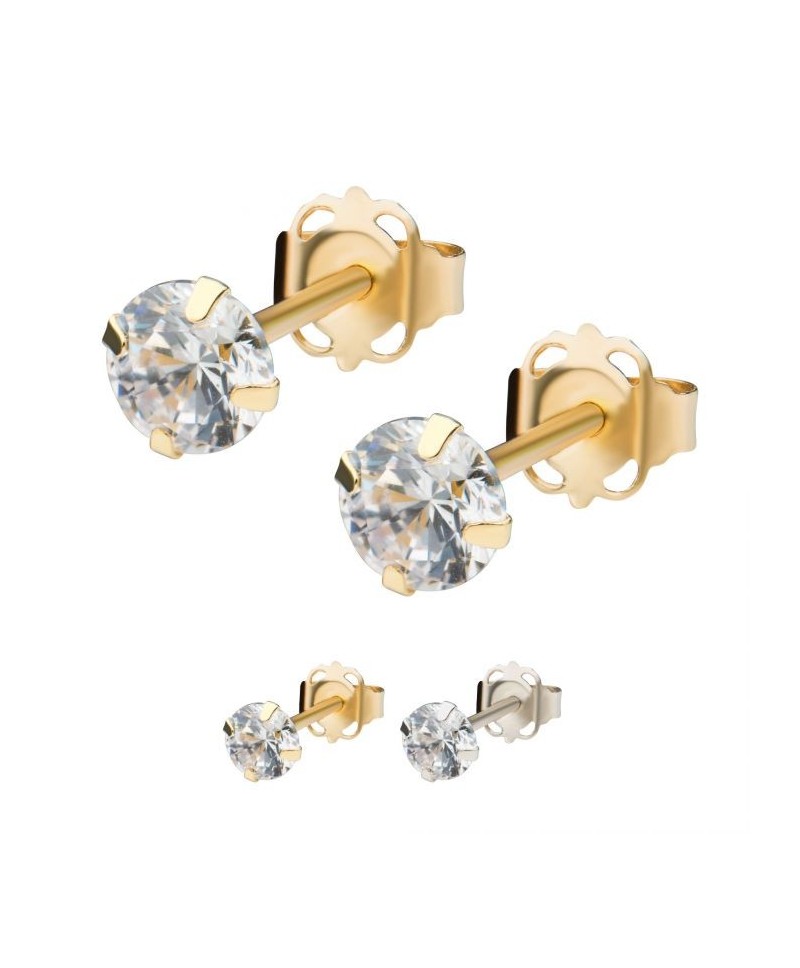 14Kt Gold 1pc 4-Prong Set Clear CZ with Butterfly Back Stud