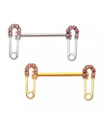 Safety Pin with Pink Glass...