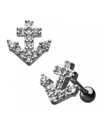 Anchor with Clear CZ Gem...