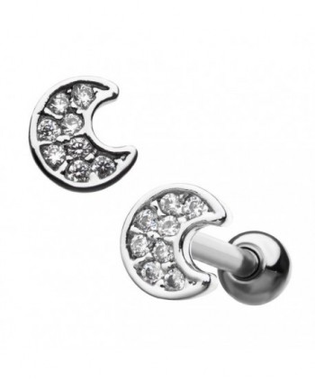 Crescent Moon with Clear CZ...