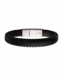 Men's Two-Tone Black and Red Leather Bracelet