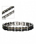 INOX Jewelry Steel Gold & Black IP Reversible Bracelet BRDDS11