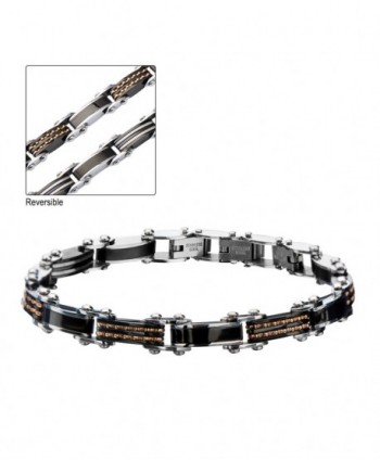 Men's Stainless Steel Reversible Bracelet with Black & Rose Gold Finish