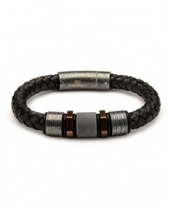 Black Braided Leather with...