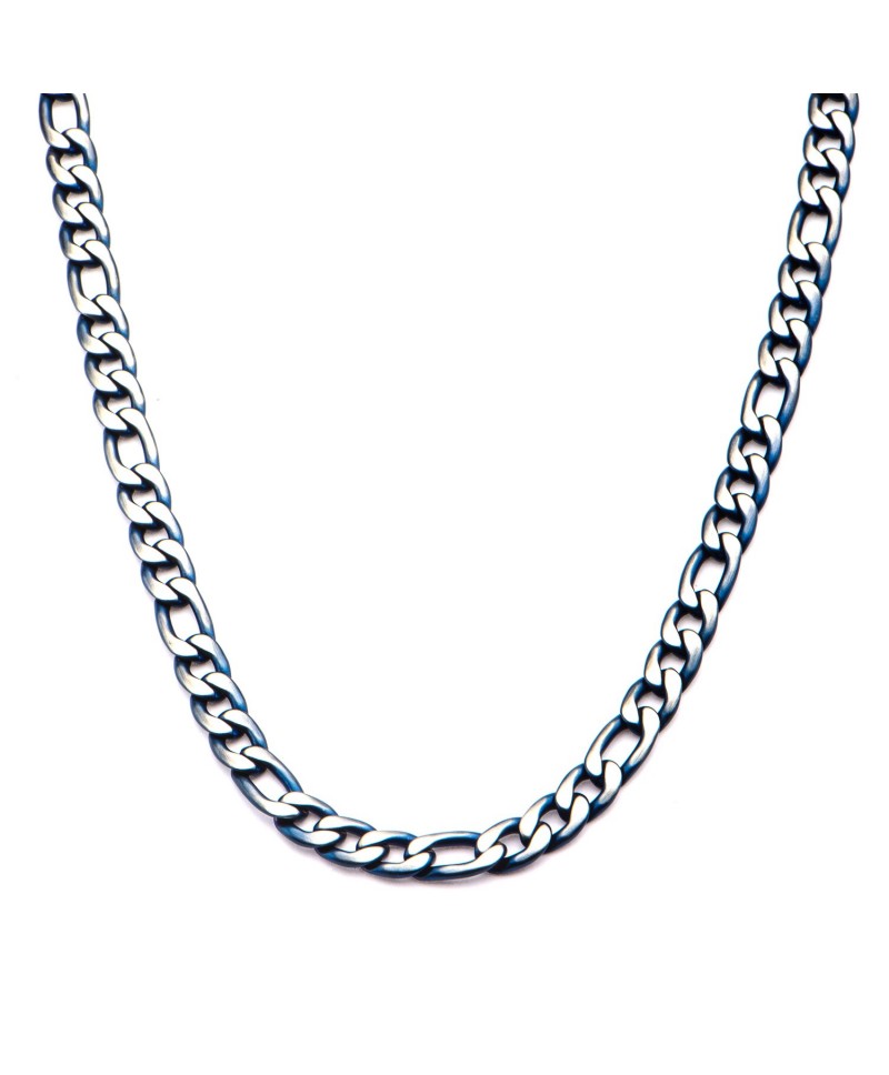 3mm Blue Plated Figaro Chain Necklace NSTC7628B 24