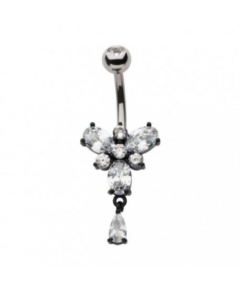 Steel Navel Bar with Black...