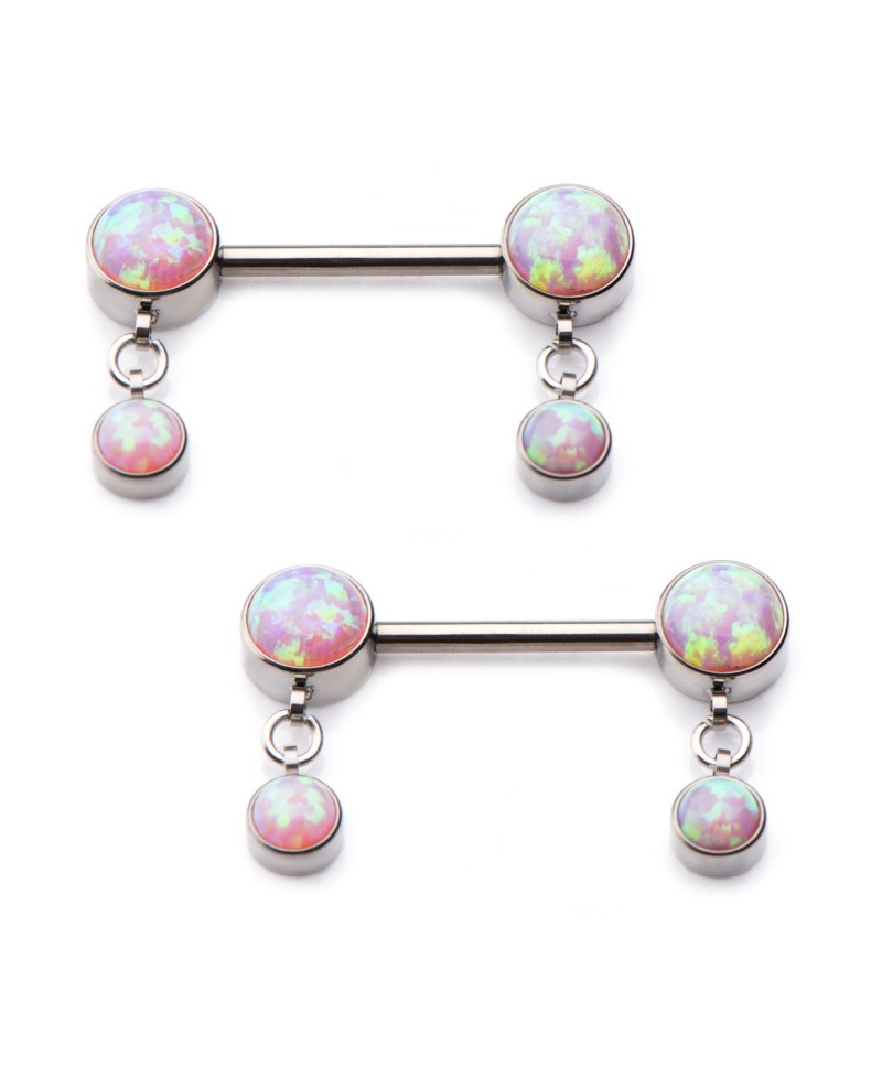 Titanium Tongue Barbell Earring Opal Implant Grade Tongue Ring Straight Barbell Jewelry Tongue Jewelry Body Piercing Jewelry