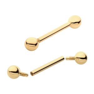 14kbb-14 14Kt Yellow Gold Internally Threaded Barbells