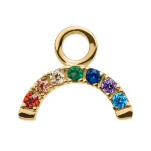 14kchm305 14Kt Yellow Gold Prong Set Rainbow CZ Arch Charm