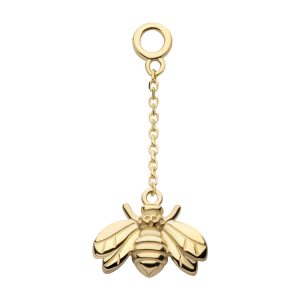 14kchmd16 14Kt Yellow Gold Bee Dangle Charm with 10mm Chain
