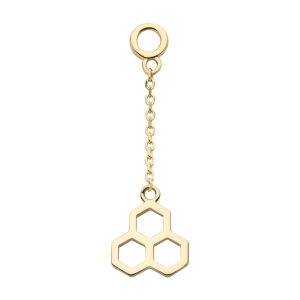 14kchmd17 14Kt Yellow Gold Honeycomb Dangle Charm with 10mm Chain
