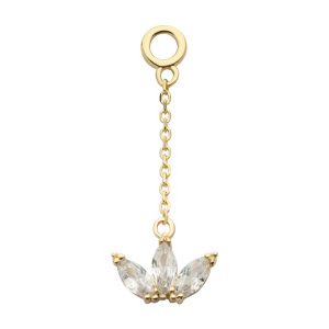 14kchmd21c 14Kt Yellow Gold 3-Cluster Marquise CZ Dangle Charm with 10mm Chain