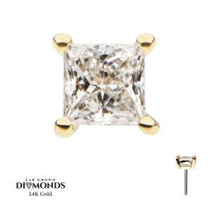14klgdtlsa125 14Kt Gold 4 Prong Setting Princess Cut Clear Lab-Grown Diamond Threadless Top