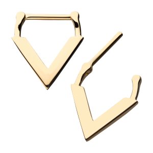 14ksept235 Solid 14kt Nickel-Free Yellow Gold Downward Facing Triangle Septum Clicker