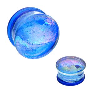 pgls115r Purple Crackle Glass Double Flare Plug
