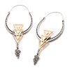 plghoop153-pr Triple Chevron with Dangling Dotted Snake Plug Hoops