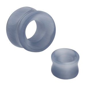 Grey Cat's Eye Stone Hollow Tunnel Double Flare Plug