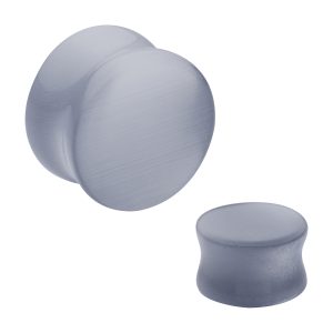 Grey Cat's Eye Stone Concave Double Flare Plug