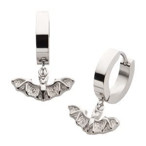 sseh311 316L Steel Dangle Bat Huggie Earrings | Sold as pair