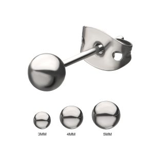 sset849 20g Titanium Post and Butterfly Back Ball Stud Earrings