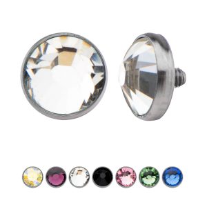 tdgem Titanium Internally Threaded Bezel Set Preciosa Gem Jeweled Top Dermal