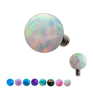 tiballop-14 14g Titanium Internally Threaded with Synthetic Opal Ball Top