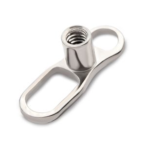 tiderbt4v2 Titanium Internally Threaded with 2 Hole Dermal Anchor Base with 14g Threading