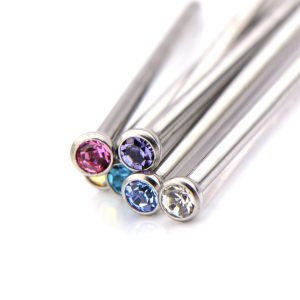 tilft-2mm Titanium 2mm Bezel Set Austrian Crystal Nose Pin