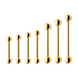 tip24kbi4 24KT Gold PVD Titanium Internally Threaded Barbell