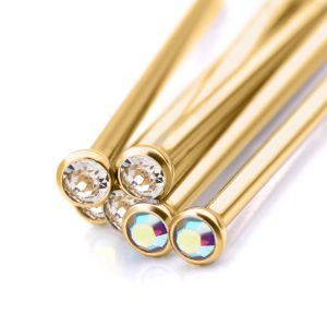 tip24klft28720 24Kt Gold PVD Titanium Bezel Set CZ Nose Pin