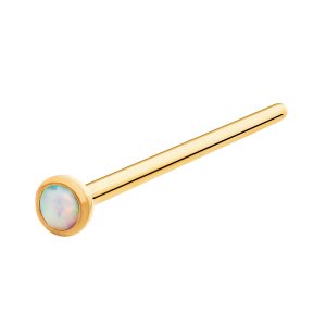 tip24klft28720w 24Kt Gold PVD Titanium Bezel Set Synthetic Opal Nose Pin