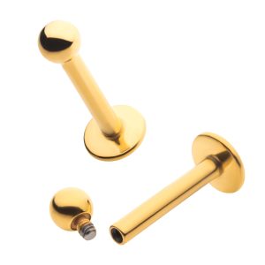 tip24kli 24KT Gold PVD Titanium Internally Threaded Labret with 4mm Base and 3mm Ball