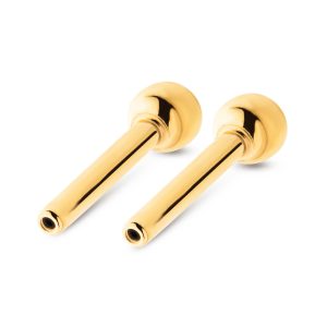 tip24ktlsb2 24KT Gold PVD Titanium Threadless Barbell with Single Attached Ball