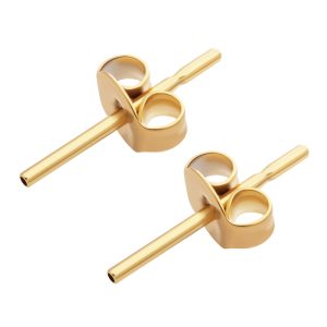 tip24ktlser 24KT Gold PVD Titanium Threadless Butterfly Ear Post