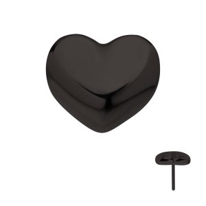 tipvdktls980 Black PVD Titanium Threadless Puffed Heart Top