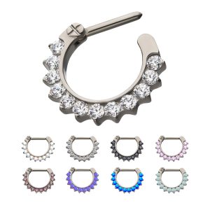 tiseptc61_tisepta1161 Titanium 12-Cluster CZ/Opal Septum Clickers