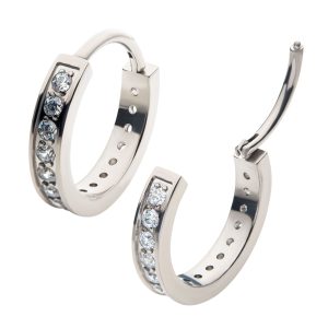 tisgrhn461 Titanium with Prong Set Clear AAA CZ 2.5mm Thick Hinged Segment Clicker