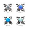 titdb2_a Titanium Internally Threaded 12-Bead Bezel Round Opal/CZ Cluster Top
