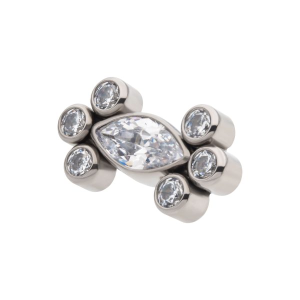 titls41c_a Titanium Threadless with Clustered Bezel Set Marquise & Round CZ Top