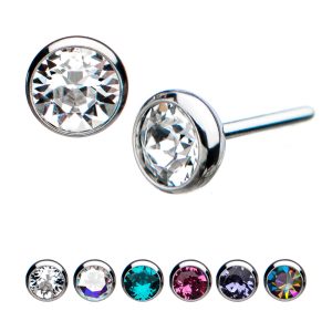 titlsblgm-cz Titanium Threadless Bezel Set Swarovski Crystal Front Facing Top