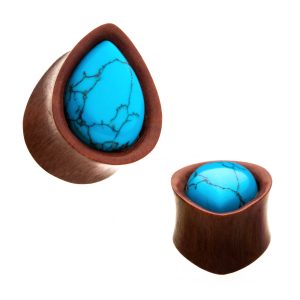 wpltq Sawo Wood with Turquoise Stone Plugs