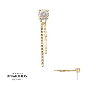14klgdtls126 14Kt Yellow Gold Threadless Prong Set Lab-Grown Diamond Top with 2 Box Chain Dangle