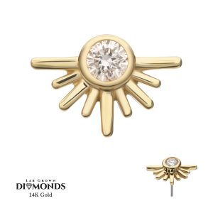 14klgdtls127 14Kt Yellow Gold Threadless Half Starburst Top with Bezel Lab-Grown Diamond