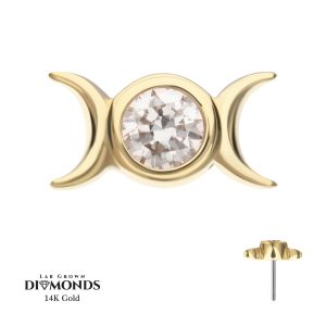 14klgdtls129 14Kt Yellow Gold Threadless Triple Moon Phase Top with Bezel Lab-Grown Diamond