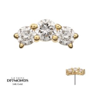 14klgdtls134 14Kt Yellow Gold Threadless Curved Bar Top with 3-Cluster Prong Set Lab-Grown Diamonds