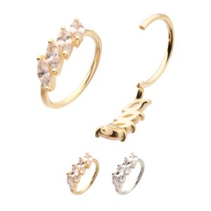 14ksgrhk37 14Kt Gold 4 Marquise Staggered Cluster Prong Gem Side Facing Hinged Segment Clicker
