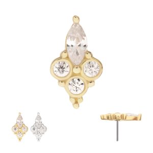 14ktlsmw640c 14Kt Gold Threadless Trinity Marquise Prong Set Gem Top