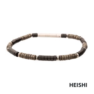Shadow Wolf (Onyx / Pyrite) Heishi Bead Bracelet