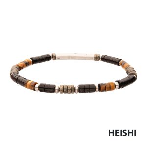 Pyro Sentinel (Onyx / Pyrite / Tiger-eye) Heishi Bead Bracelet