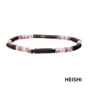 Imperial Dusk (Amethyst / Onyx) Heishi Bead Bracelet